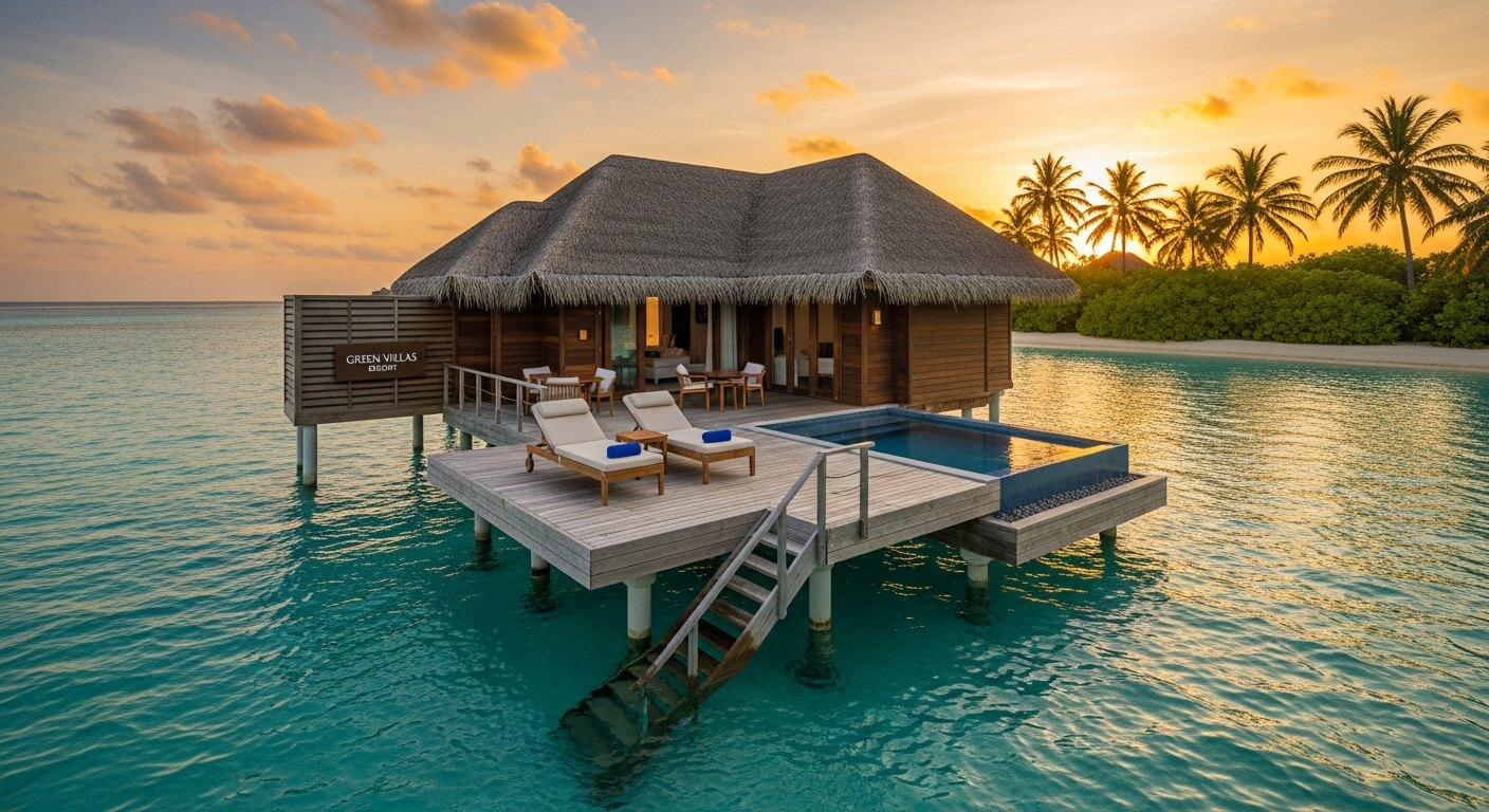 A private villa deck over the water